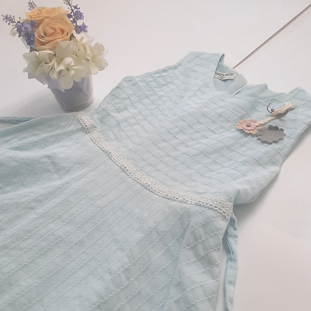 Blue sleeveless dress for girls